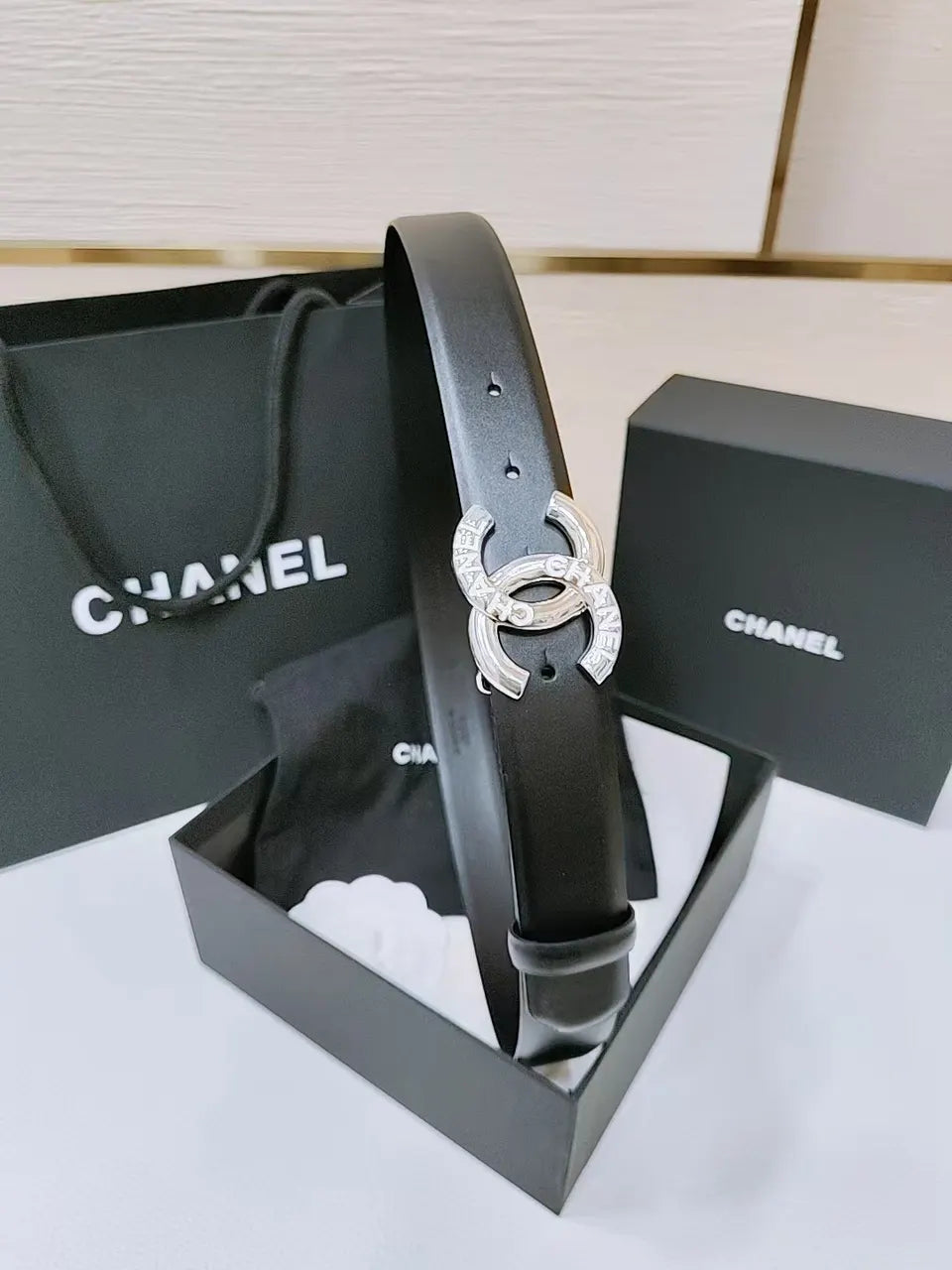 Chanel Silver CC Belt