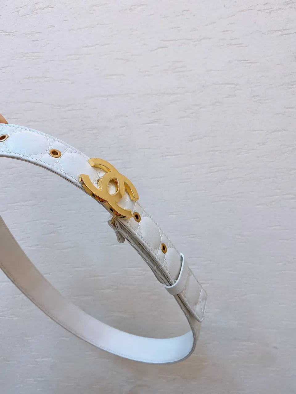 Chanel White Quilted Belt