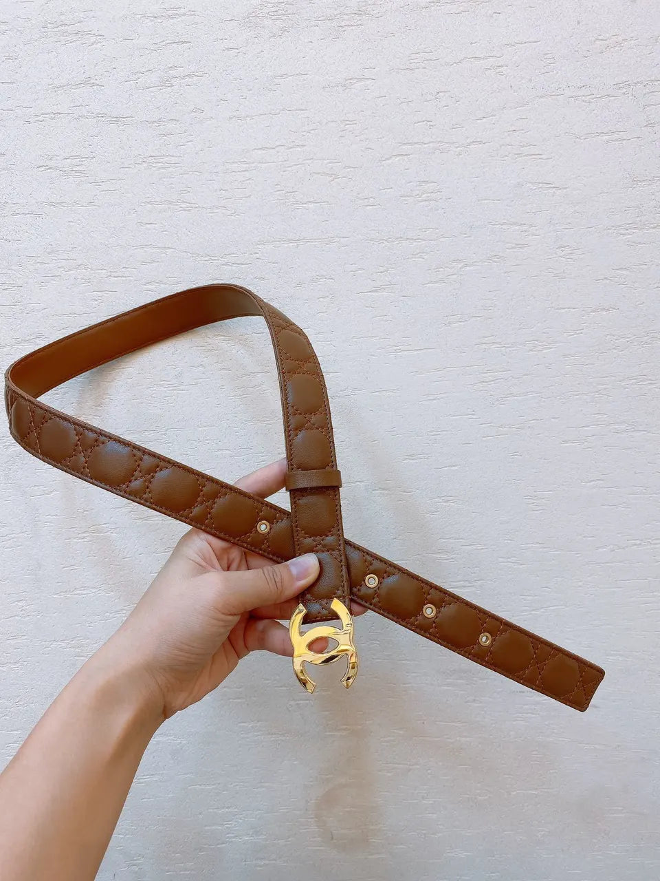 Chanel Brown Quilted Leather Belt - Hình 2