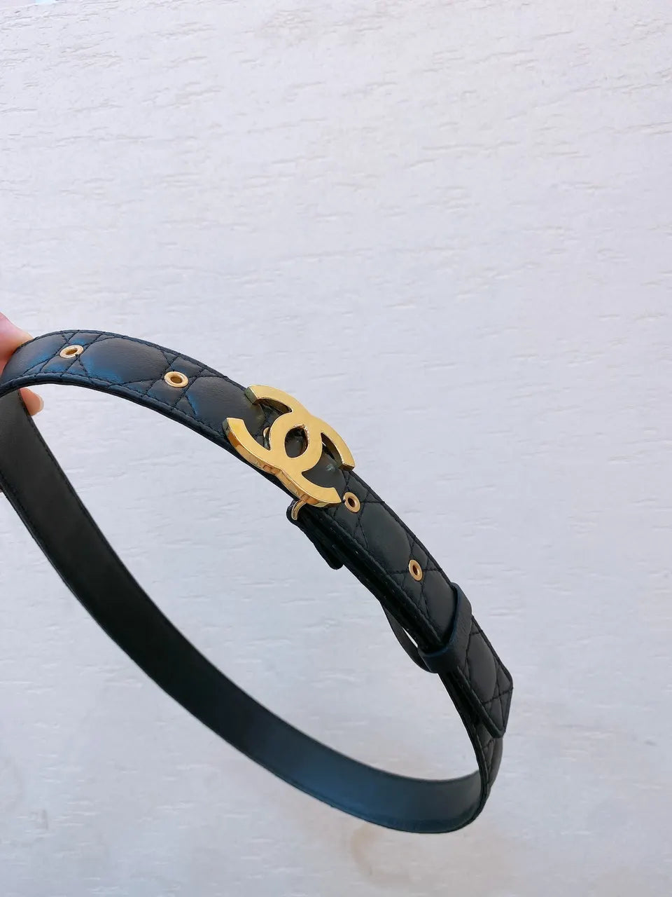 Chanel Quilted Black Leather Belt
