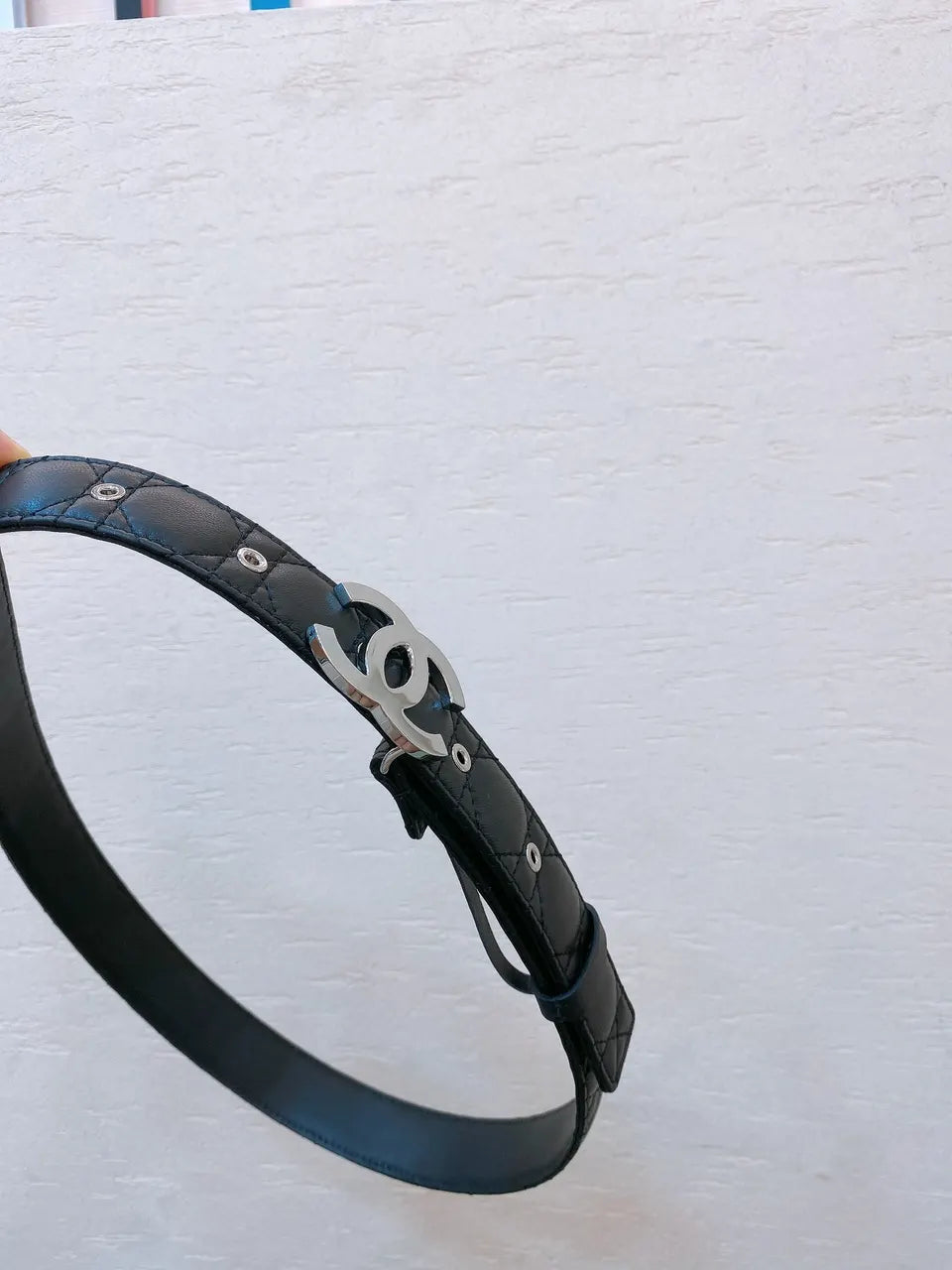 leather Chanel Black Quilted Belt