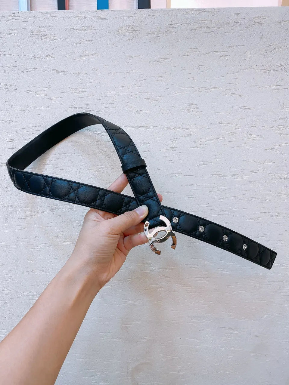 leather Chanel Black Quilted Belt - Hình 2