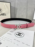cc Chanel Pink Leather Belt Rhinestone