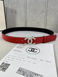 rhinestone Chanel Red Leather Belt