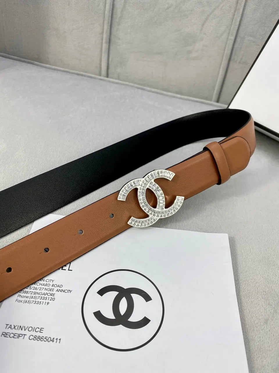 Chanel Tan Leather Belt