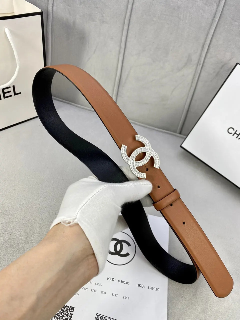 Chanel Tan Leather Belt - Hình 2