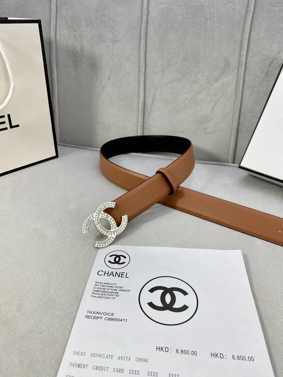 Chanel Tan Leather Belt - Hình 3