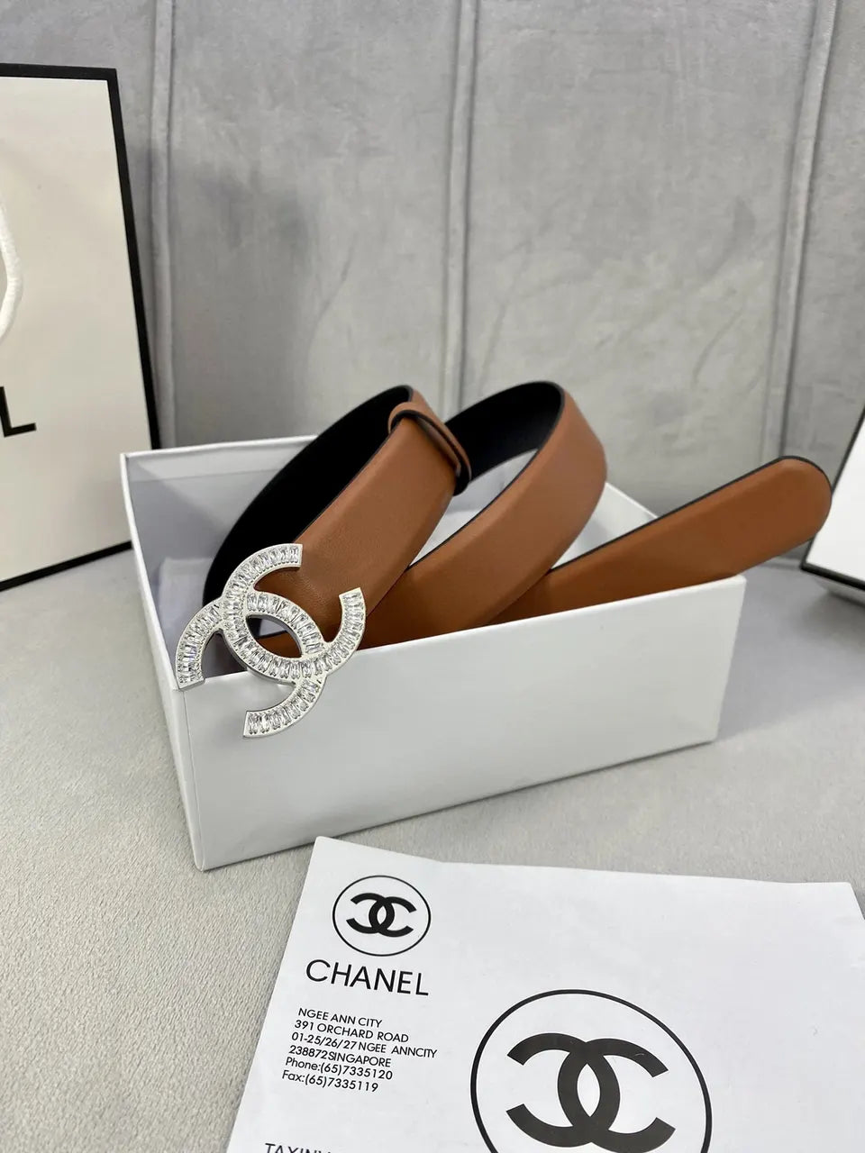 Chanel Tan Leather Belt - Hình 4