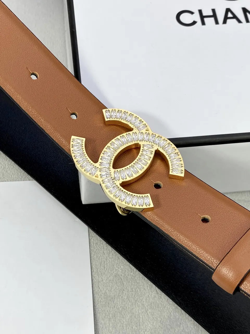 Chanel Tan Leather Belt - Hình 7