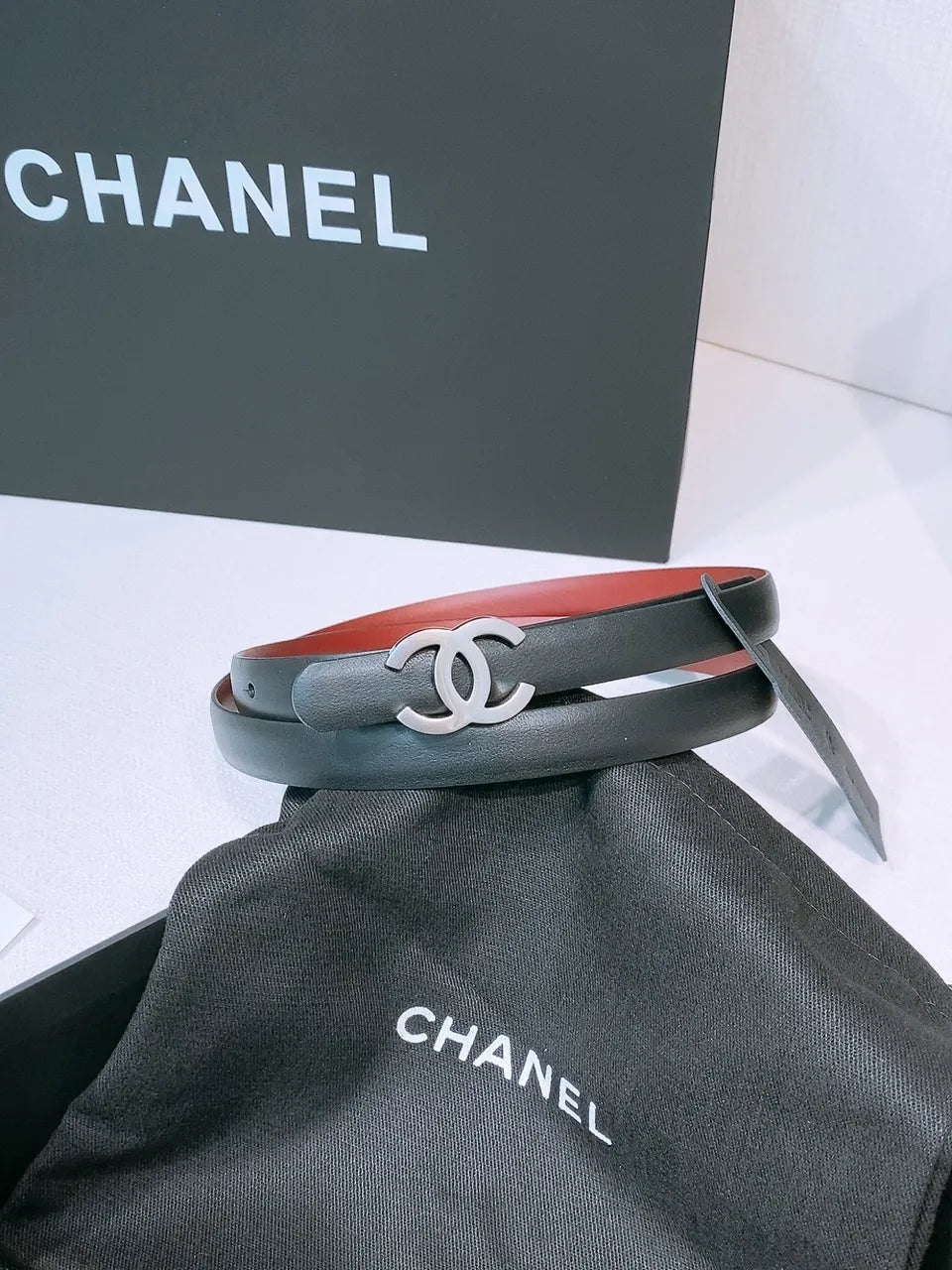Chanel Black & Red Belt - Hình 2