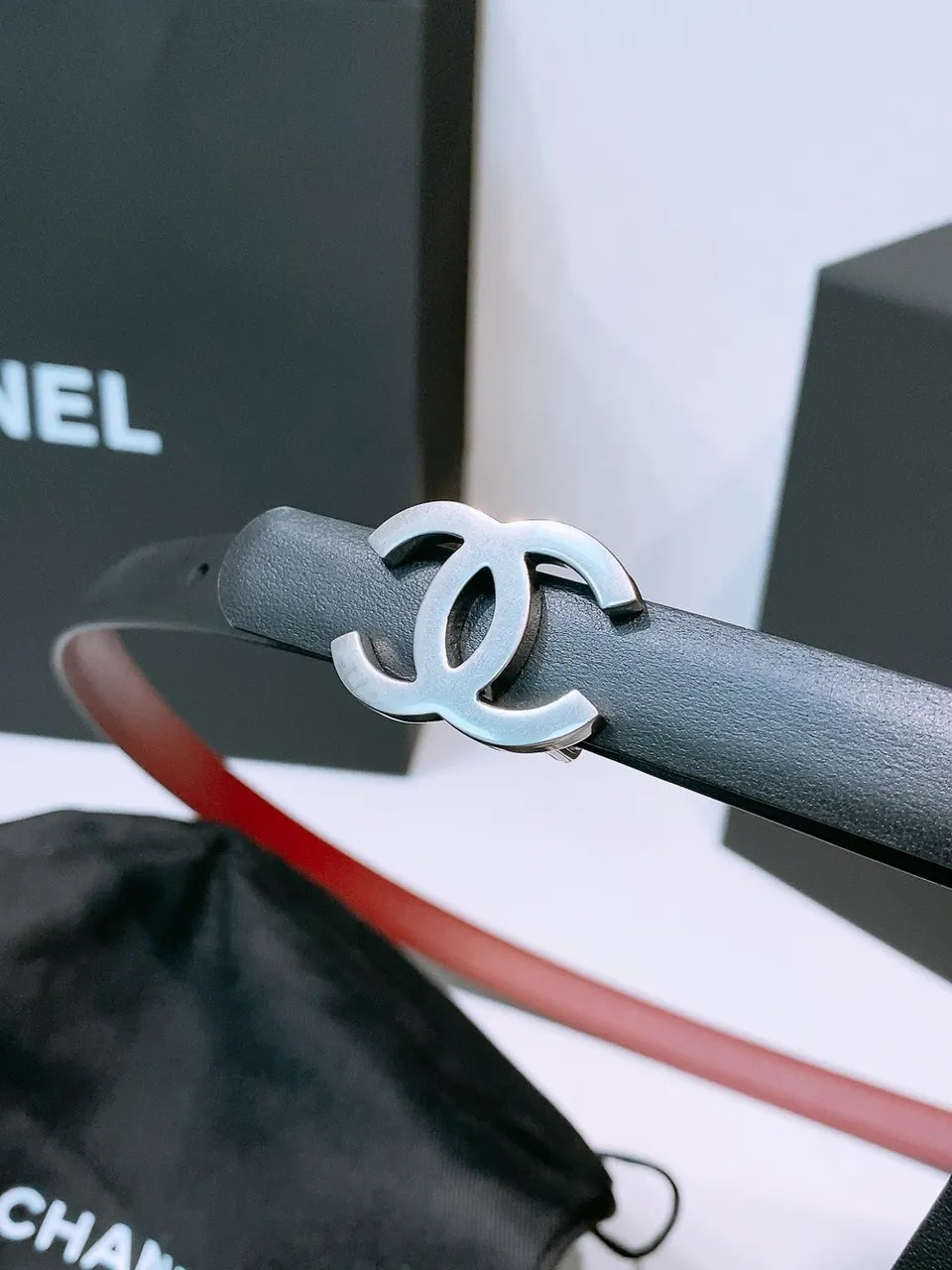 Chanel Black & Red Belt - Hình 3