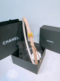 golden Chanel Light Pink Leather Belt