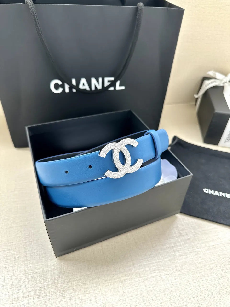 Chanel Sky Blue Belt - Hình 2