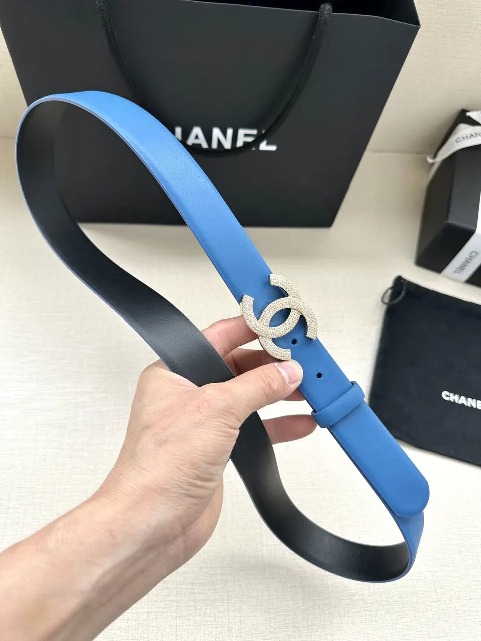 Chanel Sky Blue Belt - Hình 5
