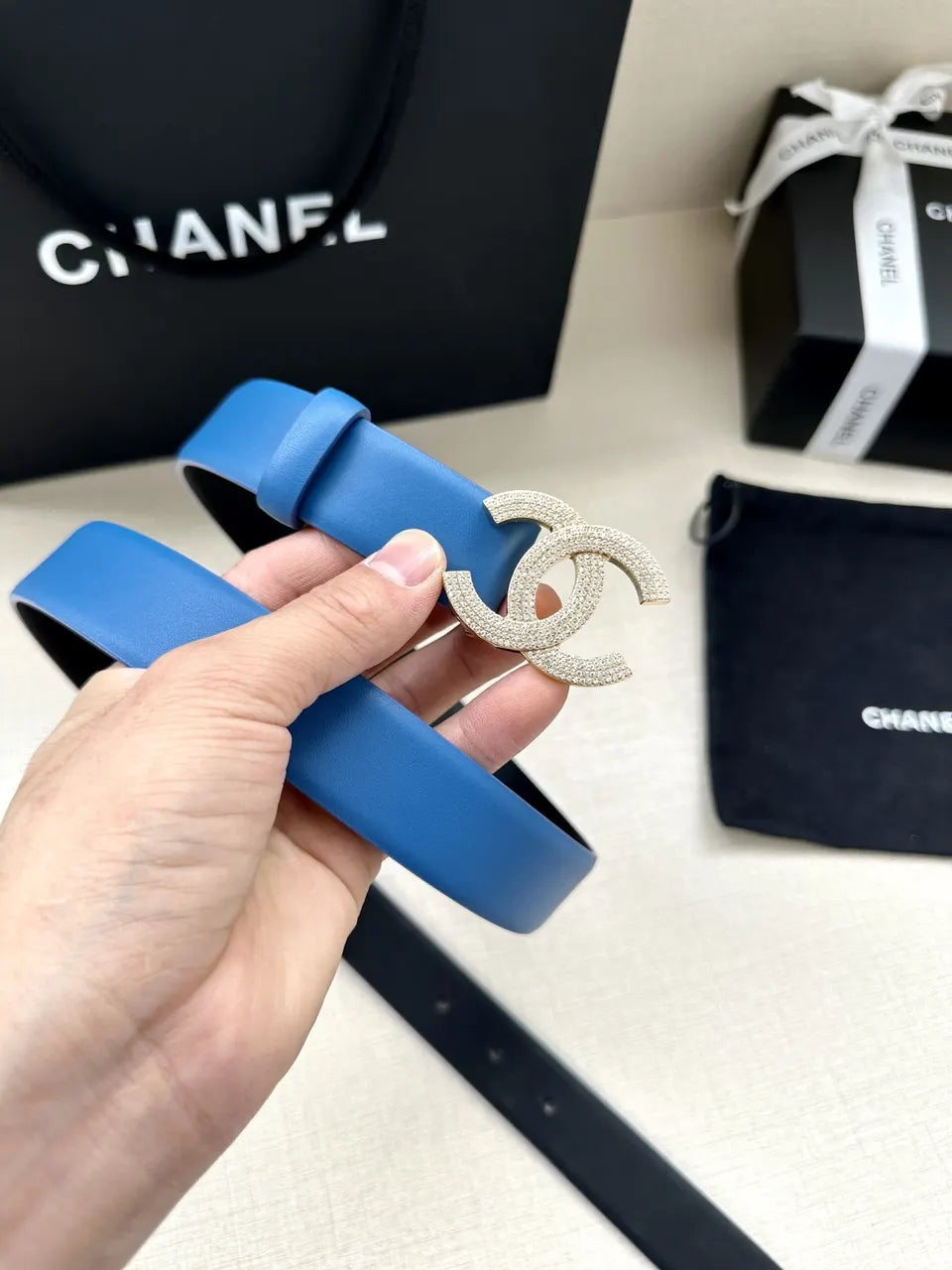 Chanel Sky Blue Belt - Hình 6