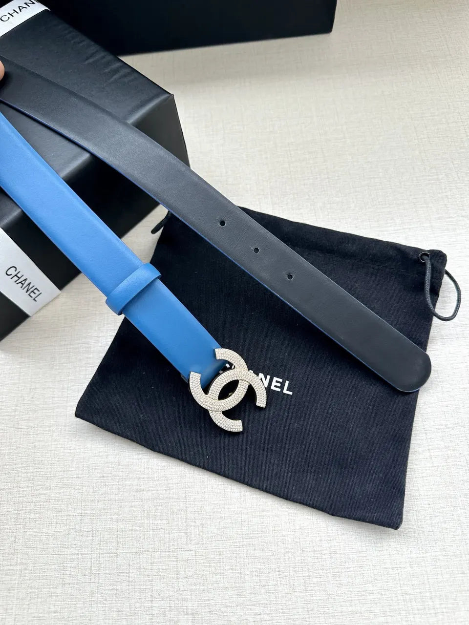 Chanel Sky Blue Belt - Hình 7