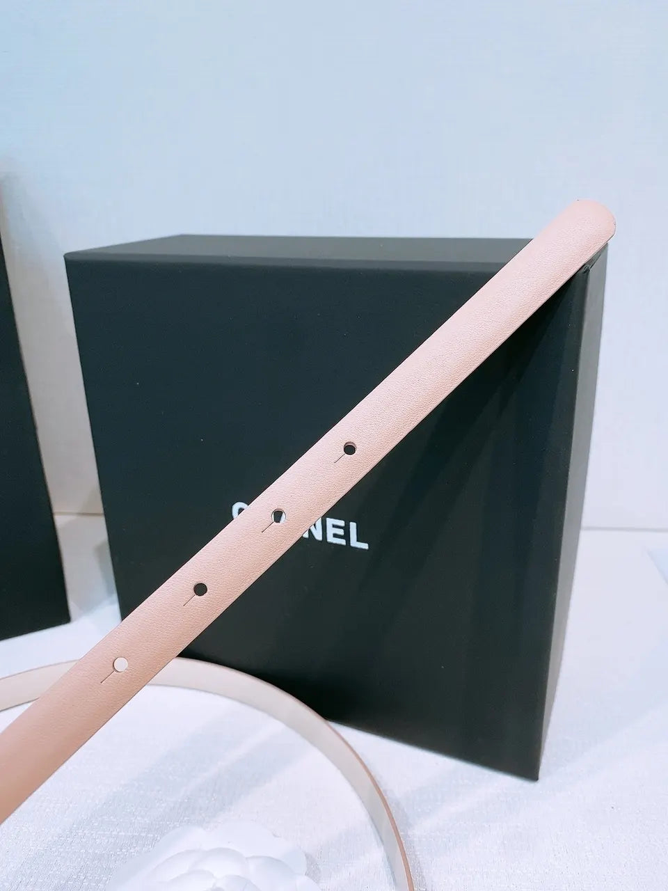 silver Chanel Nude Leather Belt - Hình 5