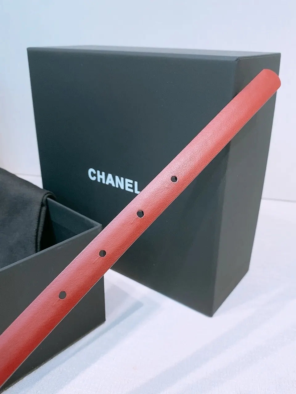 Chanel Bordeaux Leather Belt - Hình 4