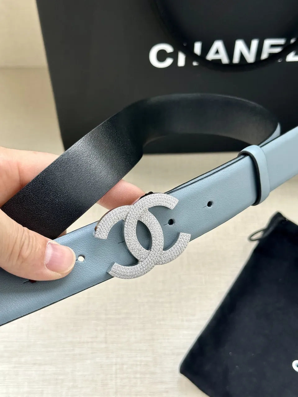 Chanel Sky Blue Belt - Hình 2