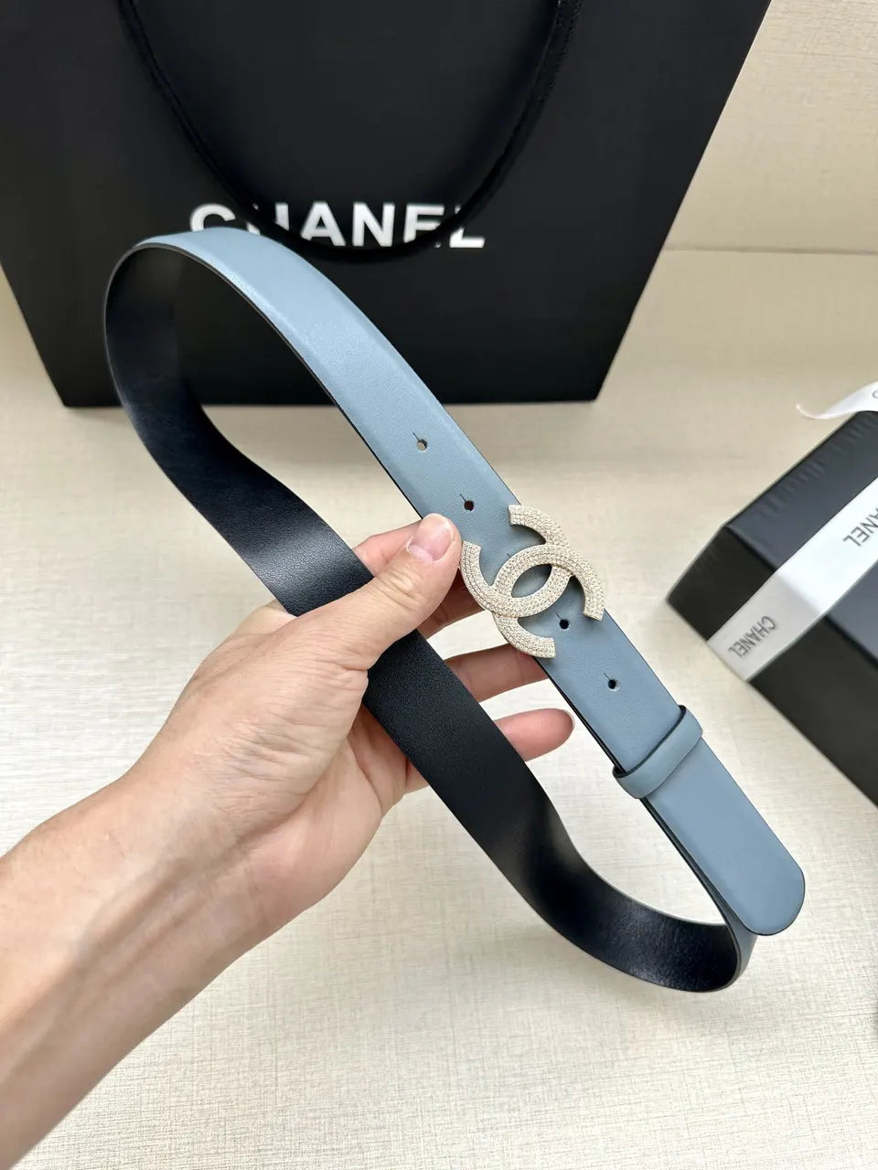 Chanel Sky Blue Belt - Hình 6