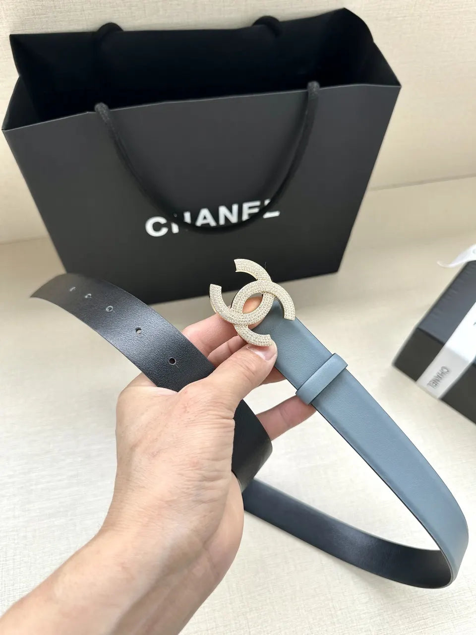 Chanel Sky Blue Belt - Hình 8