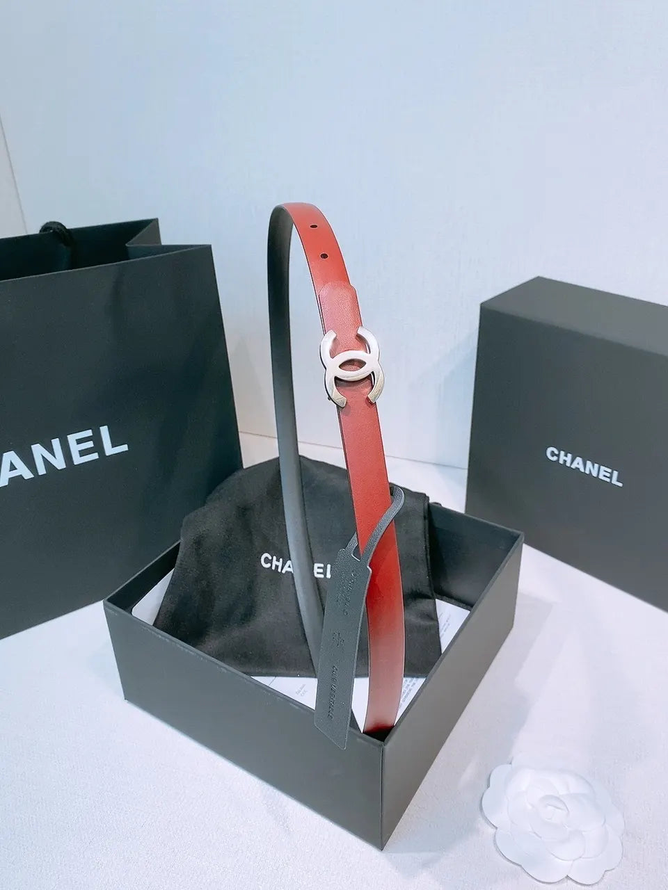 Chanel Coral Skinny Belt