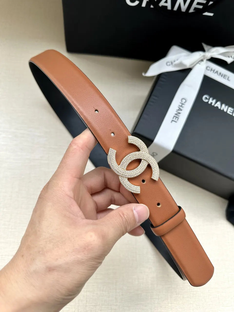 Chanel Caramel Leather Belt