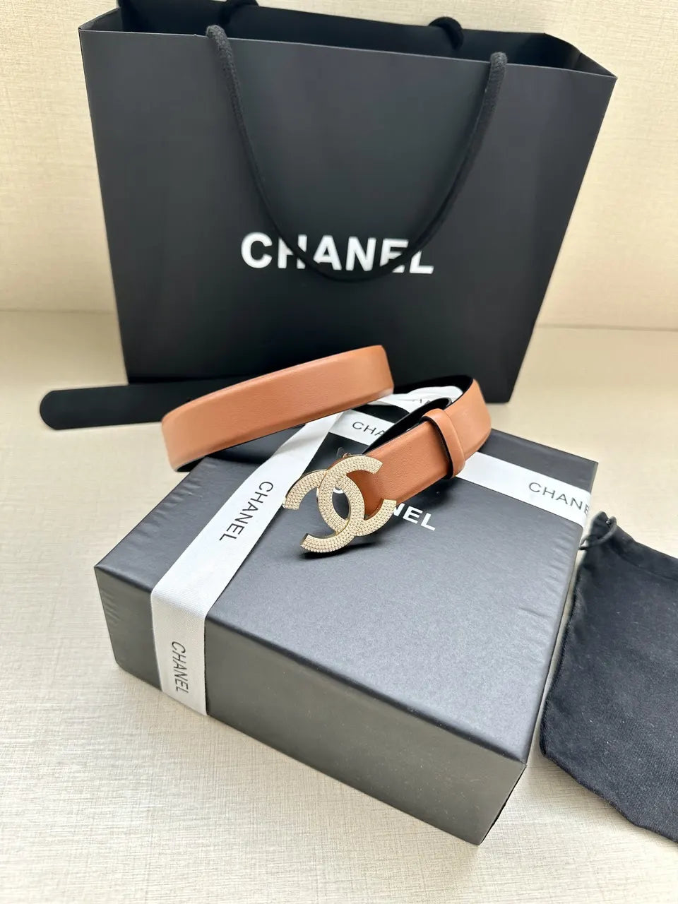 Chanel Caramel Leather Belt - Hình 3