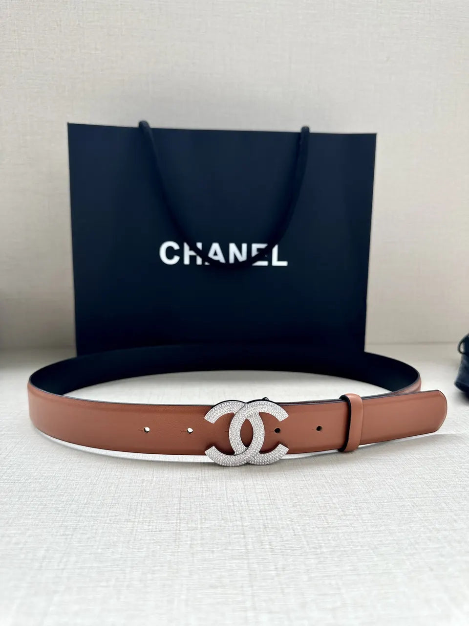 Chanel Caramel Leather Belt - Hình 5