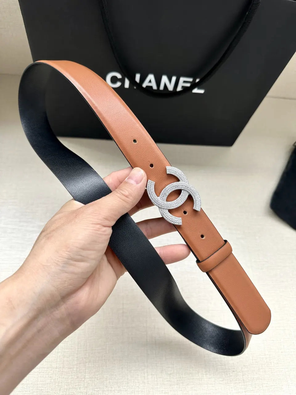 Chanel Caramel Leather Belt - Hình 6