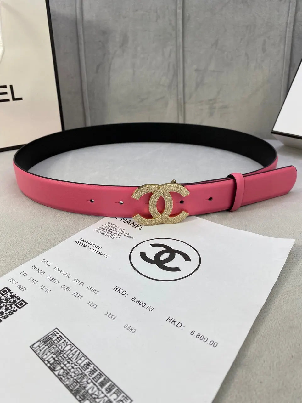 Chanel Pink Leather Belt