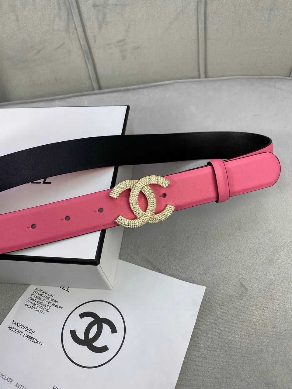 Chanel Pink Leather Belt - Hình 4