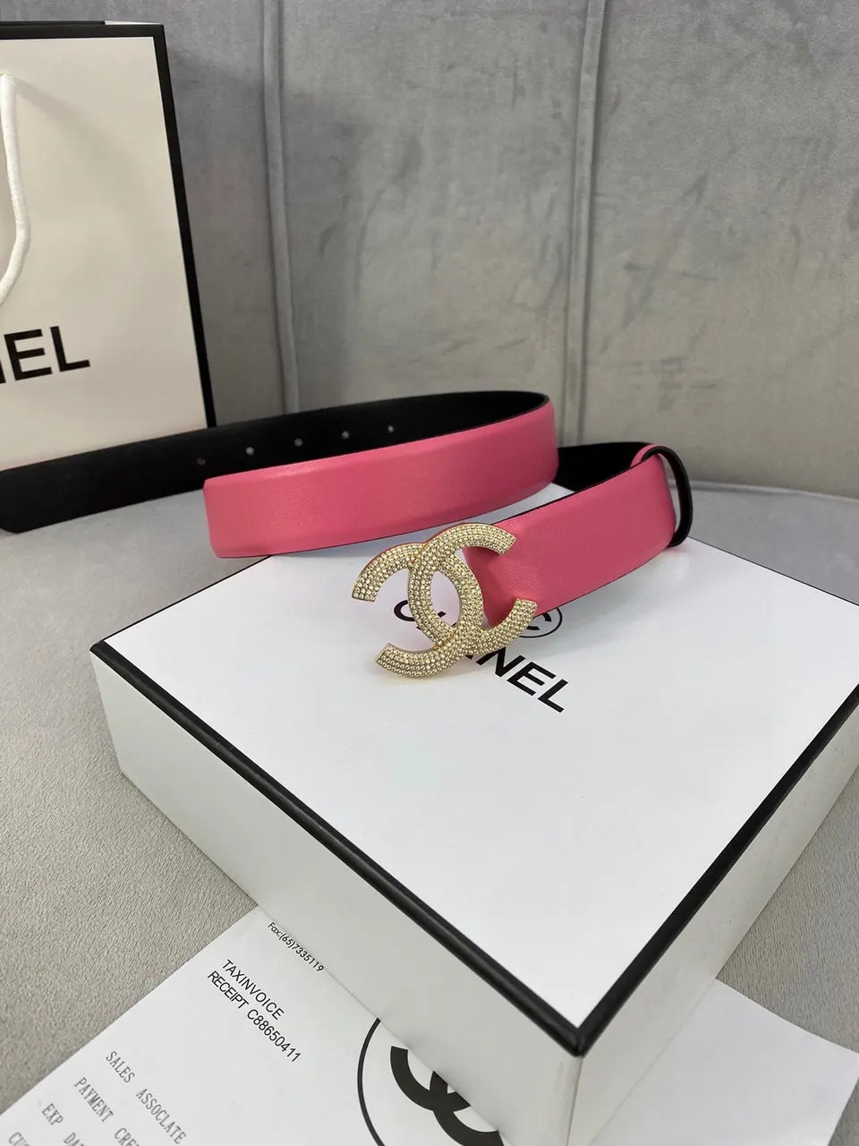 Chanel Pink Leather Belt - Hình 5