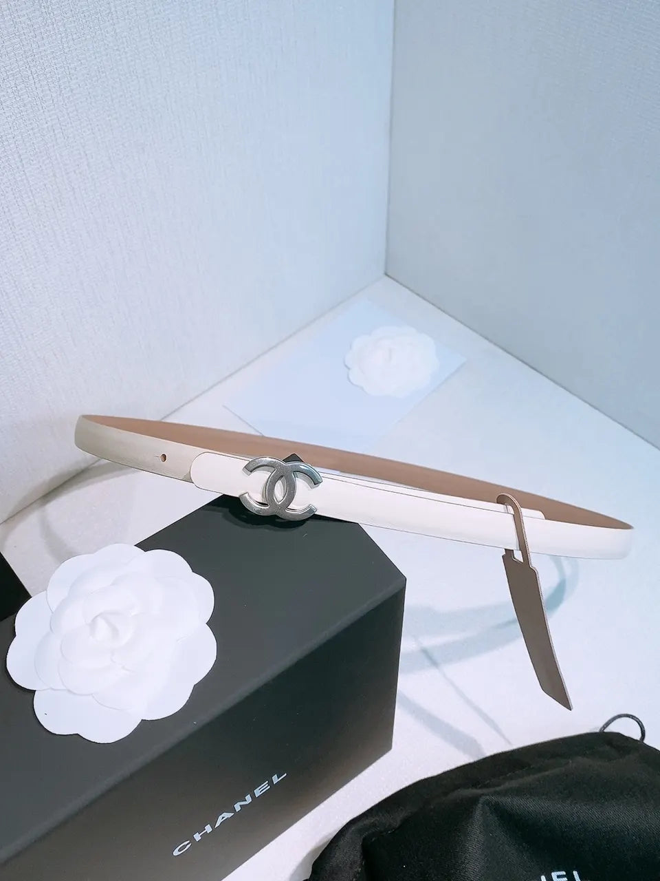 Chanel Cream Leather Belt