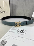 Chanel Teal Leather Belt