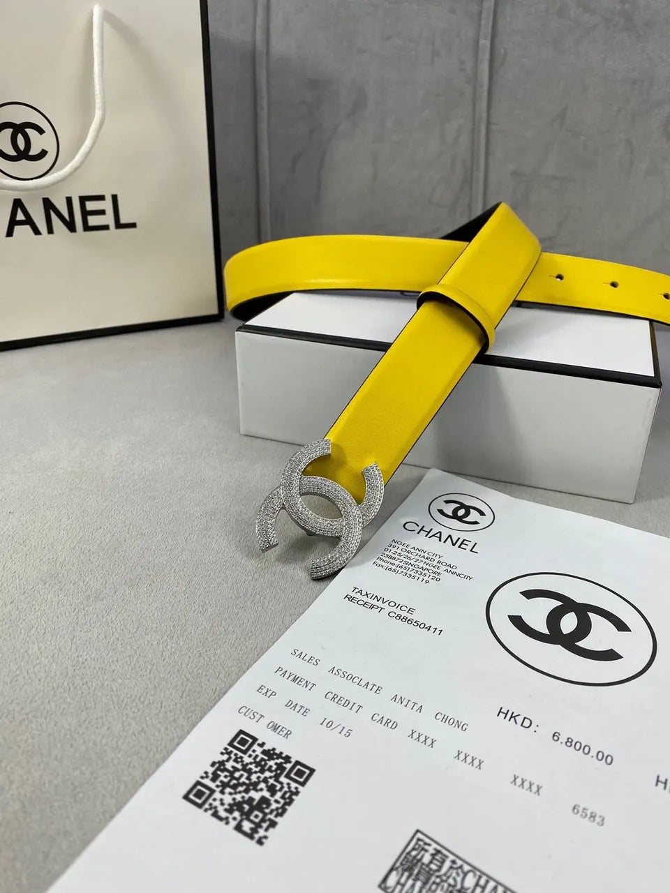 Chanel Yellow Leather Belt - Hình 3