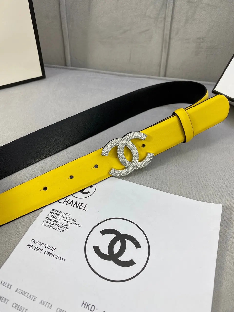 Chanel Yellow Leather Belt - Hình 4