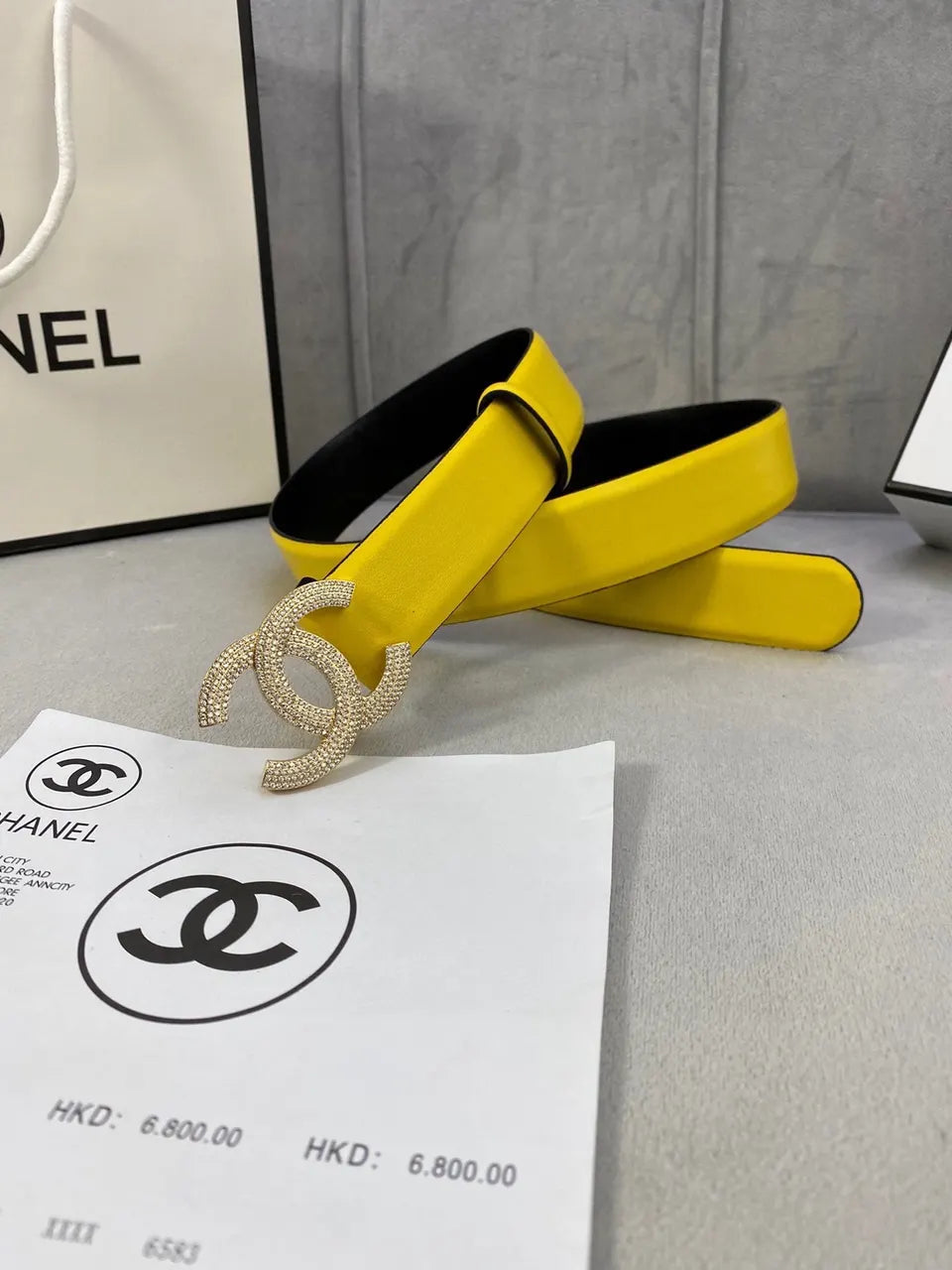 Chanel Yellow Leather Belt - Hình 6