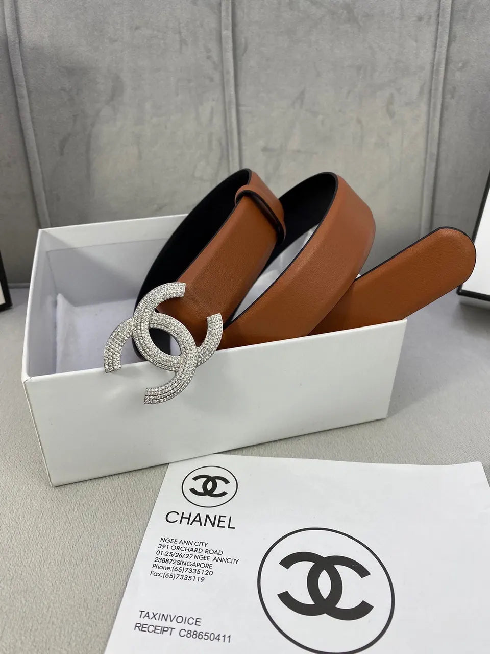 Chanel Caramel Leather Belt - Hình 2