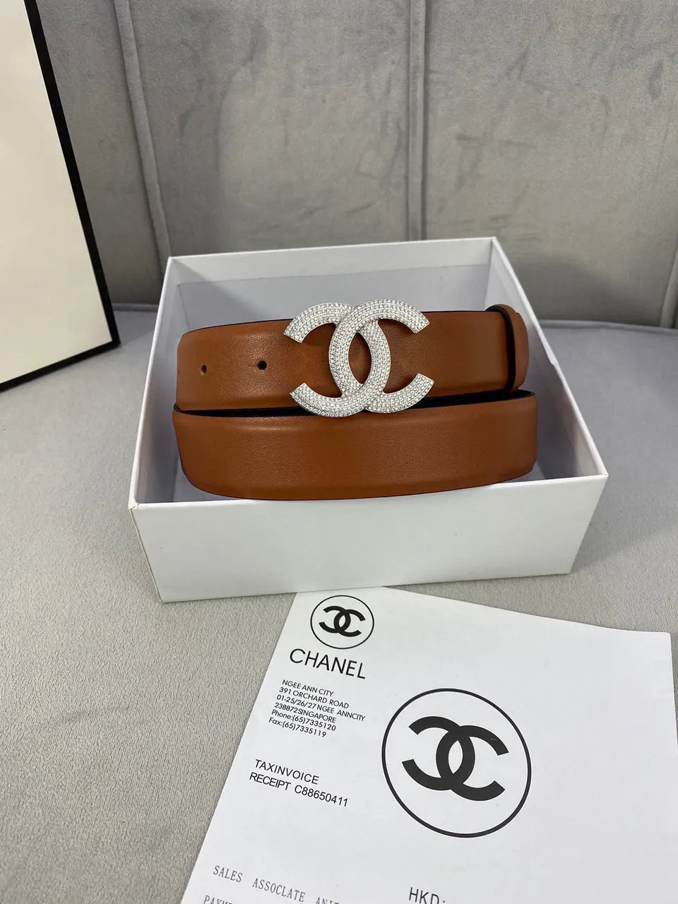 Chanel Caramel Leather Belt - Hình 3