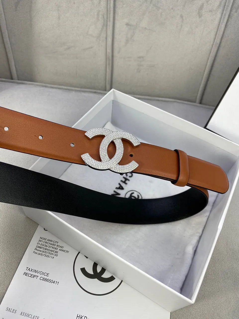 Chanel Caramel Leather Belt - Hình 4