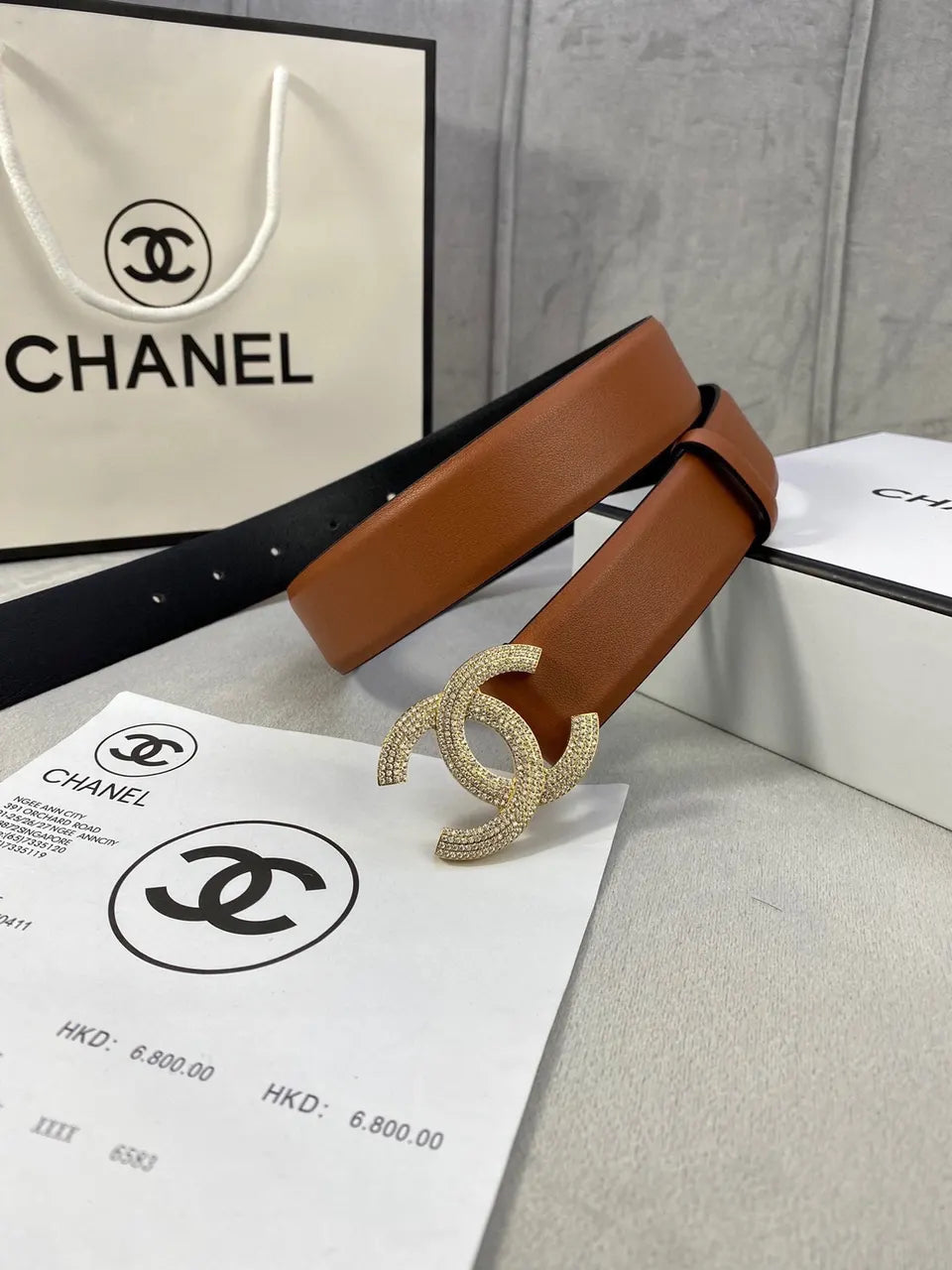Chanel Caramel Leather Belt - Hình 7