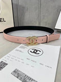 Chanel Pink Leather Belt Rhinestone