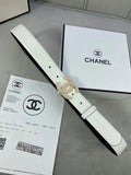 rhinestone Chanel White Leather Belt
