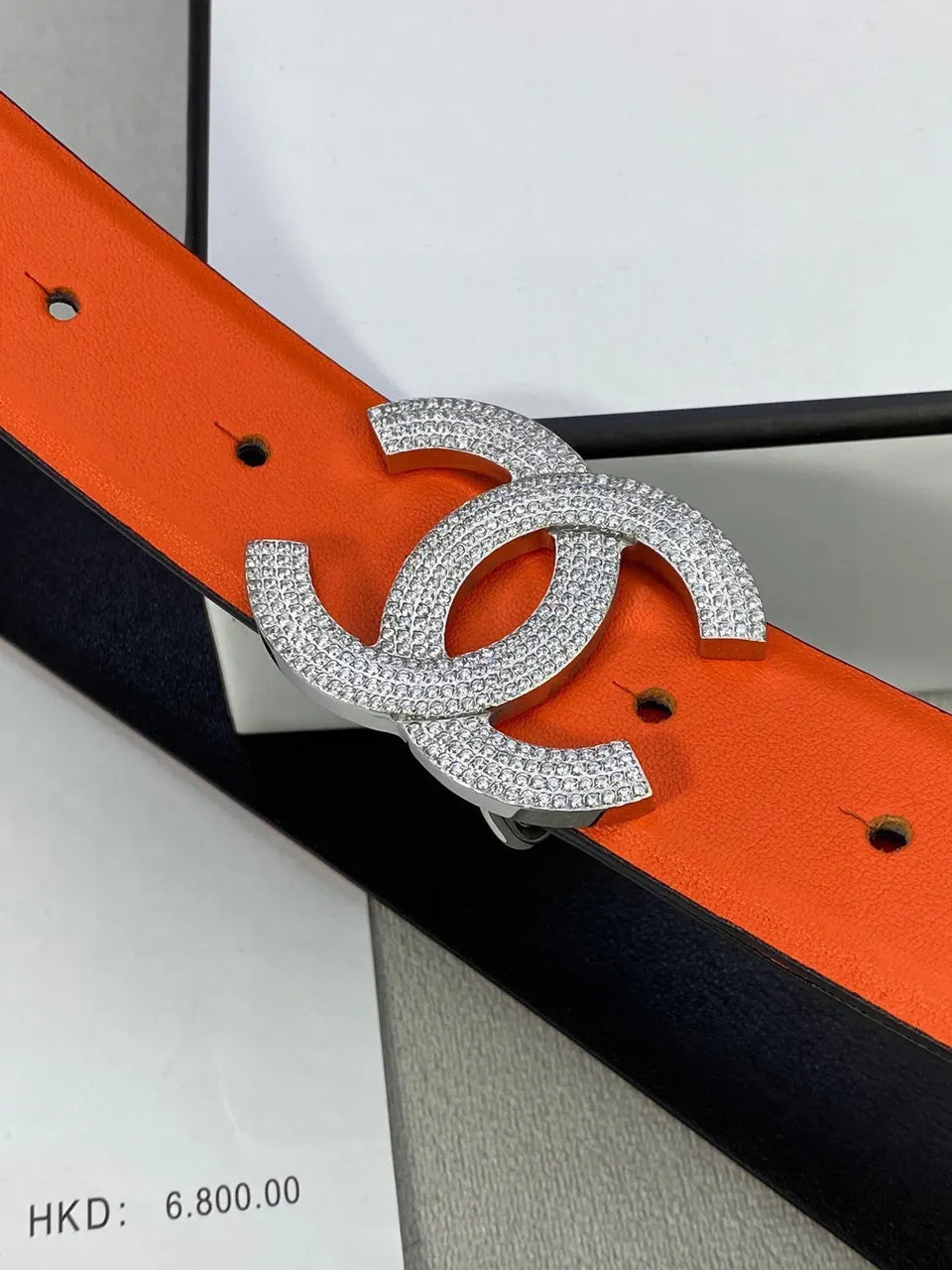Chanel Orange Leather Belt - Hình 7