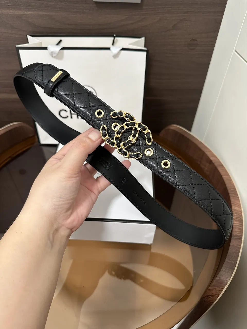 Chanel Quilted Leather Belt - Hình 2