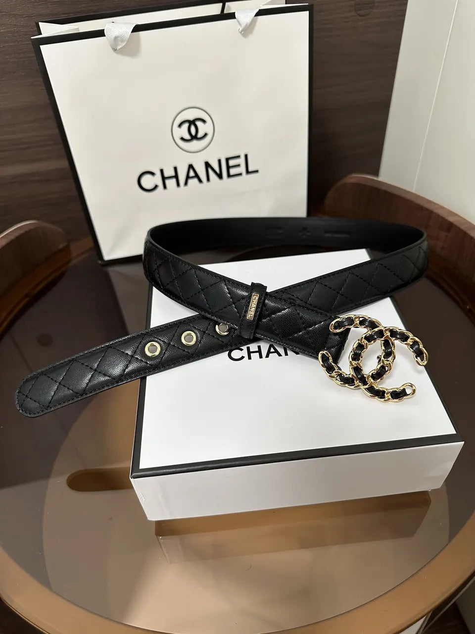 Chanel Quilted Leather Belt - Hình 4