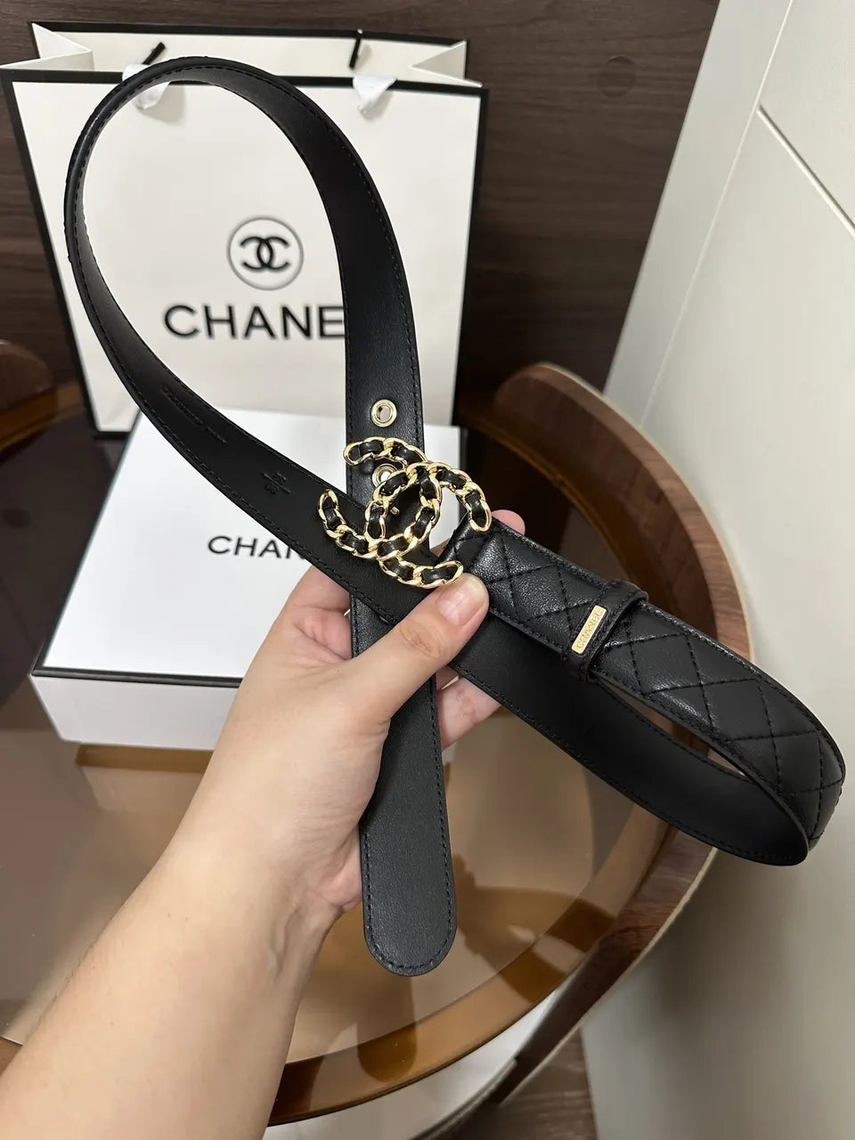 Chanel Quilted Leather Belt - Hình 5