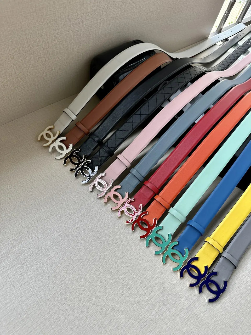 Chanel Grey Leather Belt - Hình 9