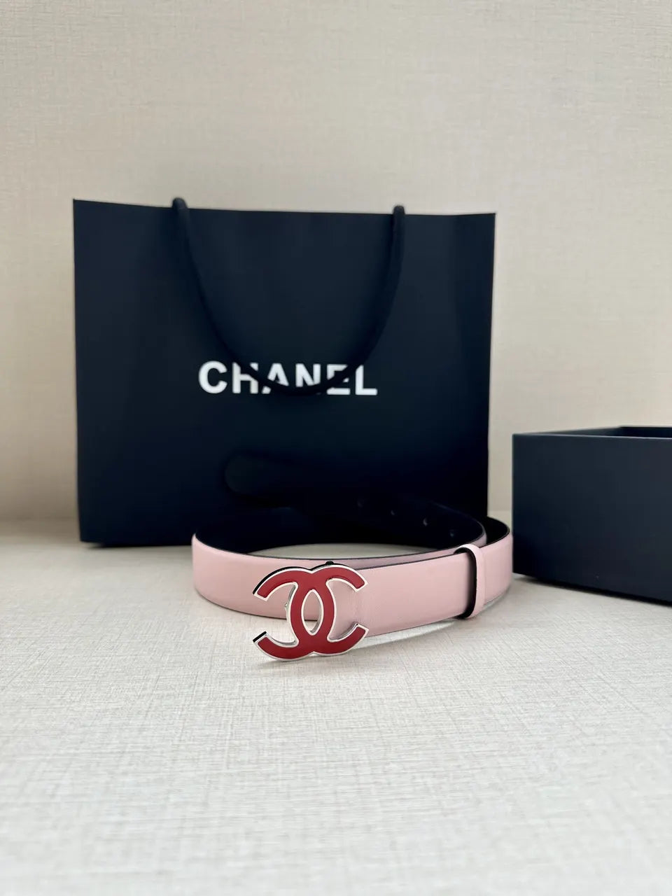 Chanel Light Pink Leather Belt - Hình 6